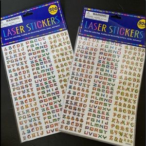 NWT 612 Alphabet Stickers 2 Packs Laser Block Letters ABC Sheets Sparkle Lot